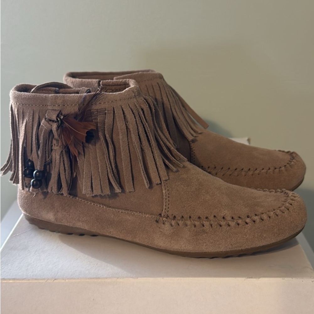 Minnetonka Taupe Ashton Ankle Boots